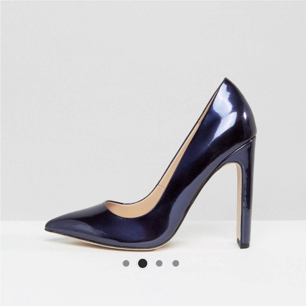 Paper Dolls London Asos Metallic Navy Court Heels Size US 6 EU 37